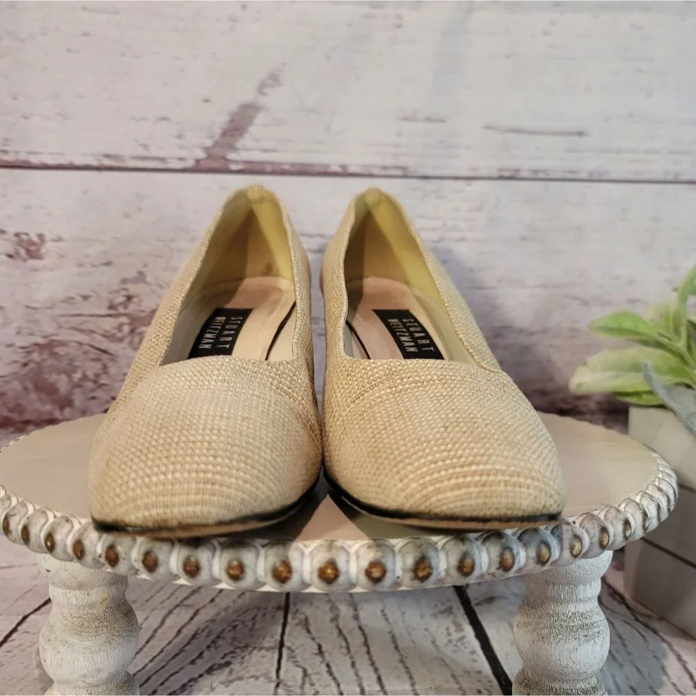 Vintage Stuart Weitzman Women's Beige Square Toe Pump Heels Size 8.5B